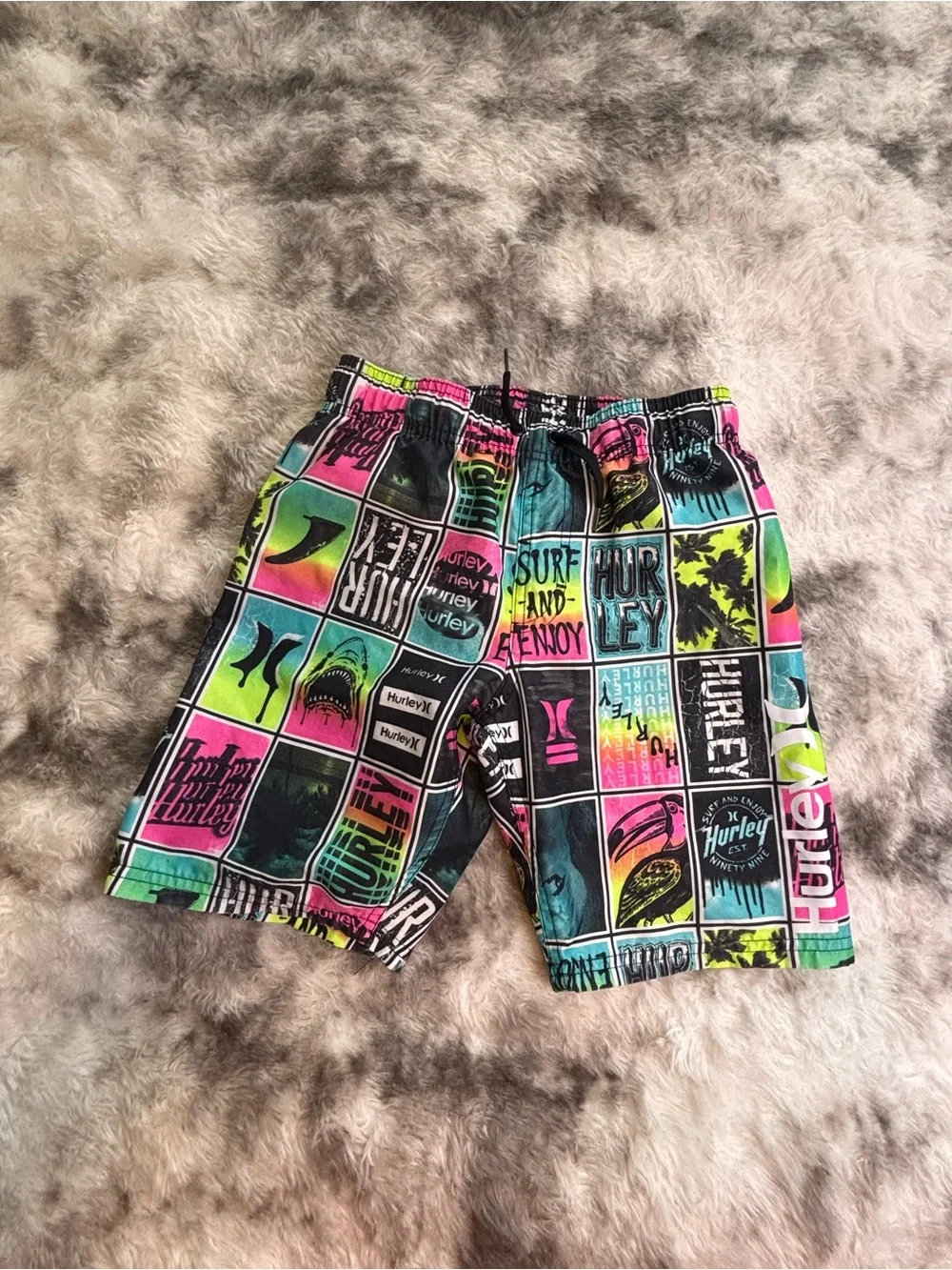 Hurley Neon Patchwork Graphic Swim Shorts